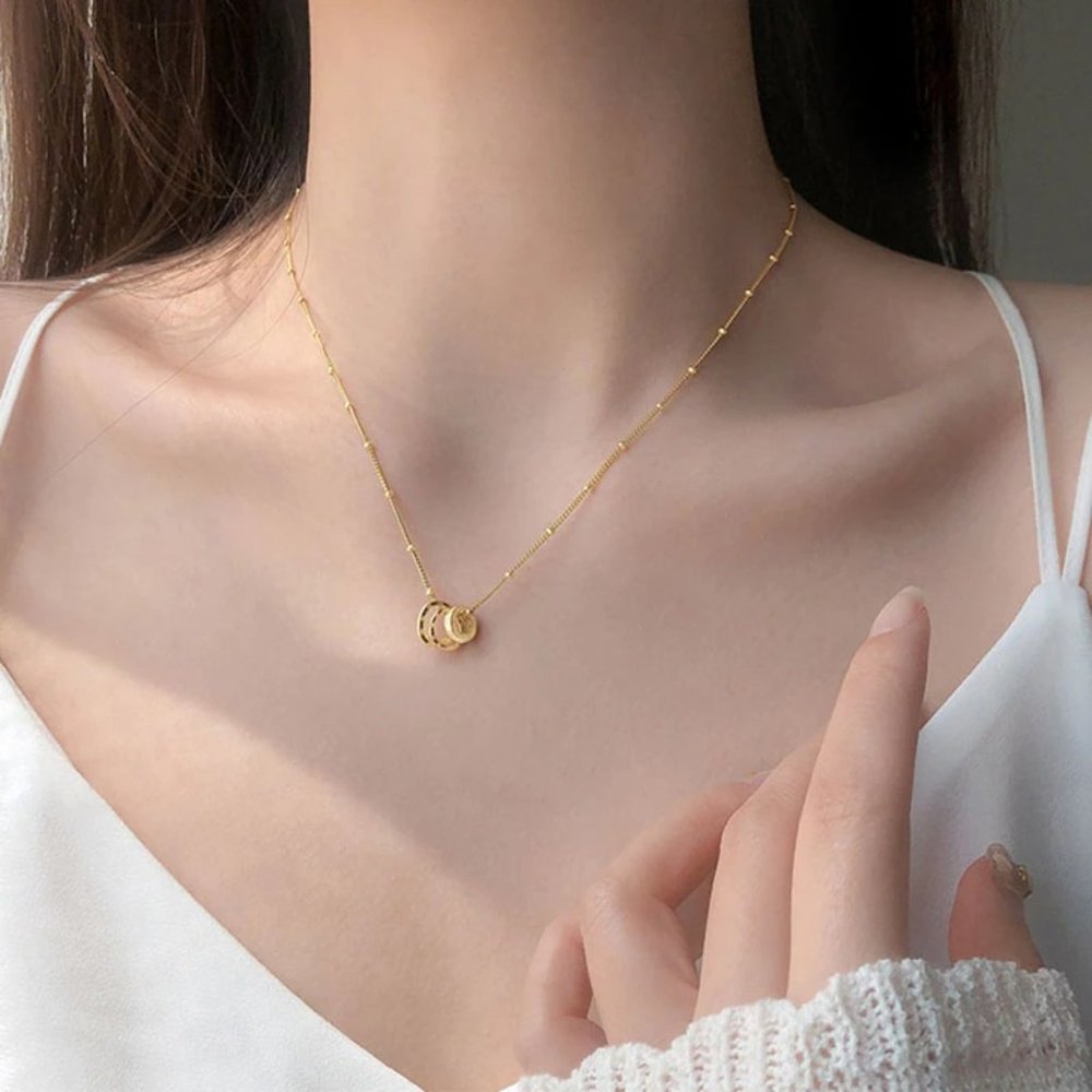 NEW Silver Gold Geometric Irregular Circle Necklace - Picture 7 of 8